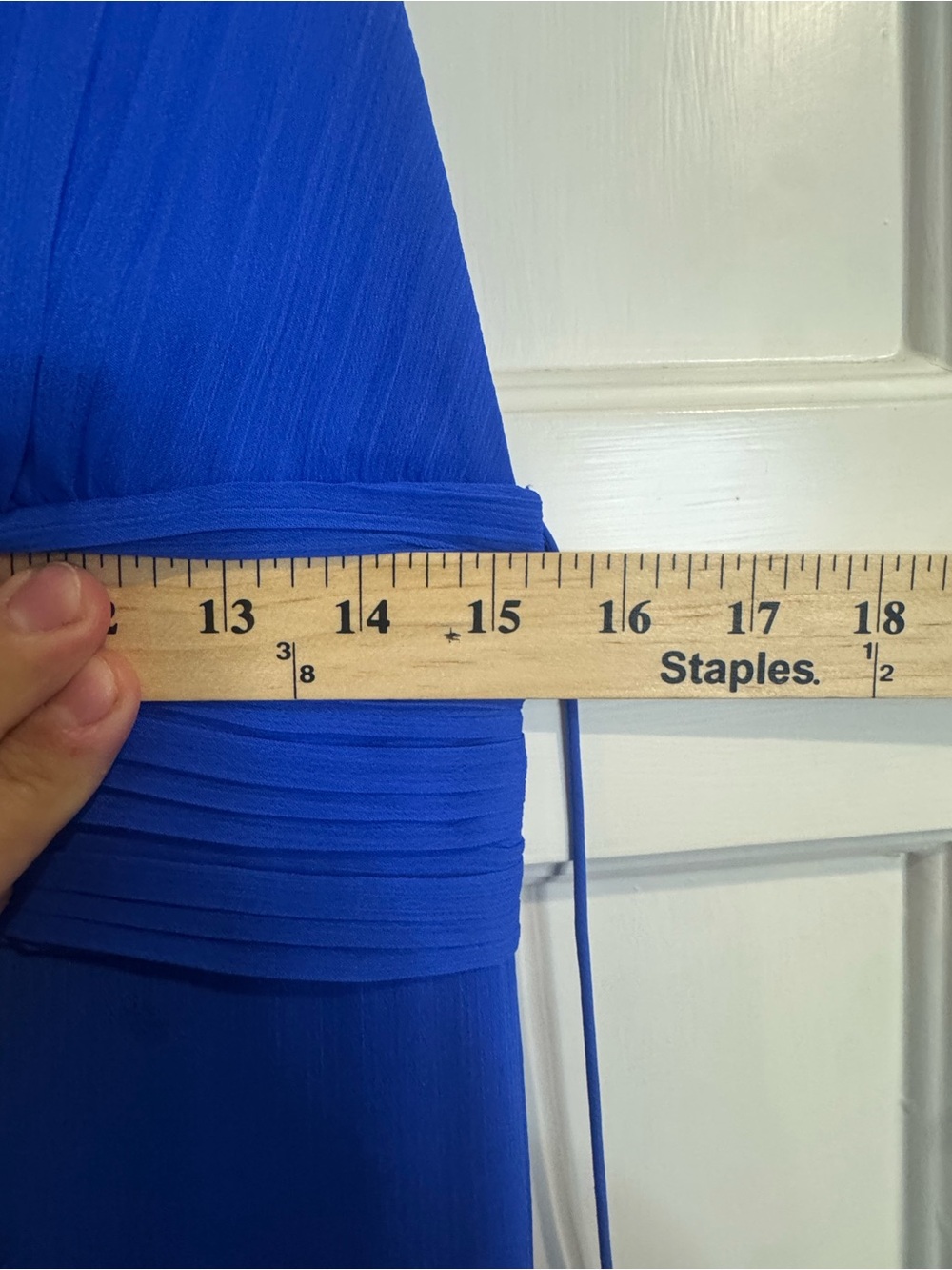 Alice + Olivia Cobalt Blue High-Low Ruffle V-Neck Dress - Picture 4 of 11